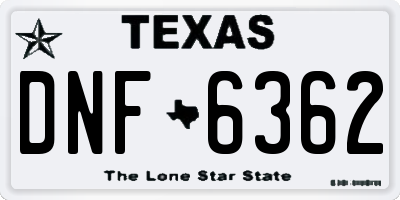 TX license plate DNF6362
