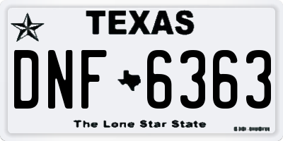 TX license plate DNF6363