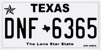 TX license plate DNF6365