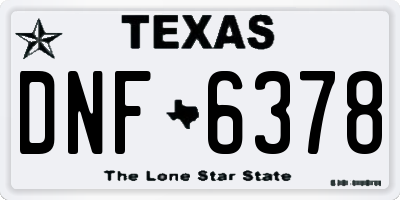 TX license plate DNF6378