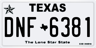 TX license plate DNF6381