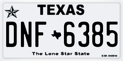 TX license plate DNF6385