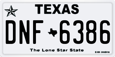 TX license plate DNF6386