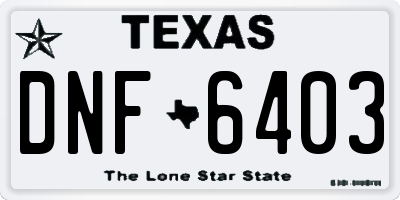 TX license plate DNF6403