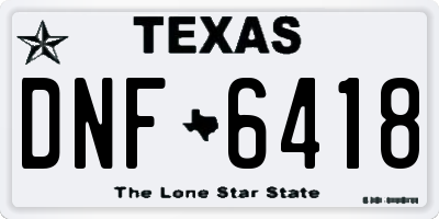 TX license plate DNF6418
