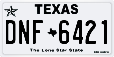 TX license plate DNF6421