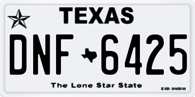TX license plate DNF6425