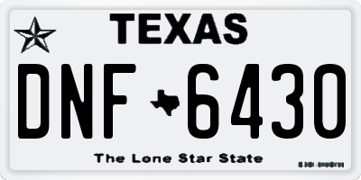 TX license plate DNF6430