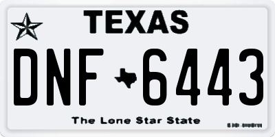 TX license plate DNF6443