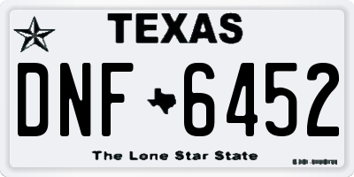 TX license plate DNF6452
