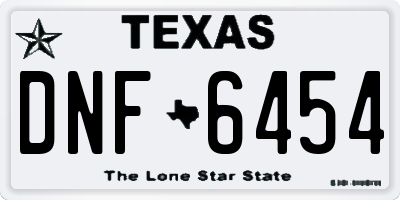 TX license plate DNF6454