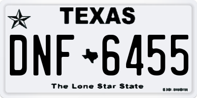 TX license plate DNF6455