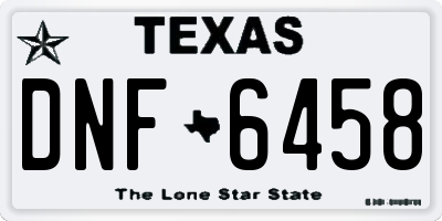 TX license plate DNF6458