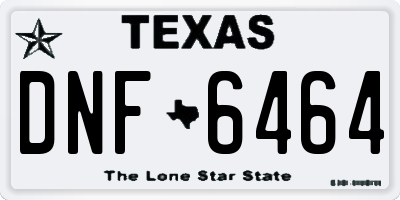 TX license plate DNF6464