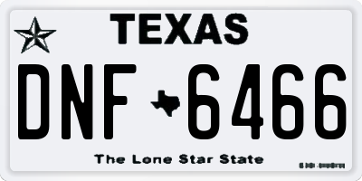 TX license plate DNF6466