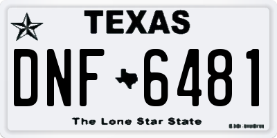 TX license plate DNF6481