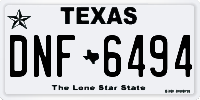 TX license plate DNF6494
