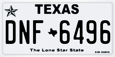 TX license plate DNF6496