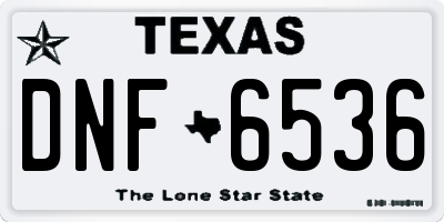 TX license plate DNF6536