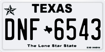 TX license plate DNF6543
