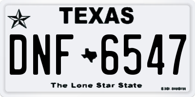 TX license plate DNF6547