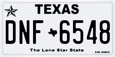 TX license plate DNF6548