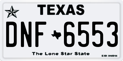TX license plate DNF6553