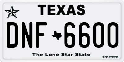 TX license plate DNF6600