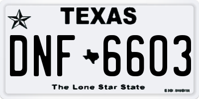 TX license plate DNF6603