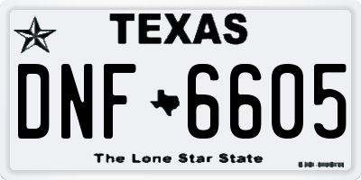 TX license plate DNF6605