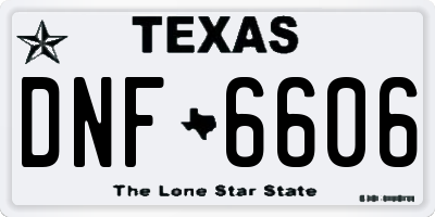 TX license plate DNF6606