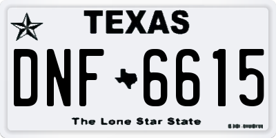TX license plate DNF6615
