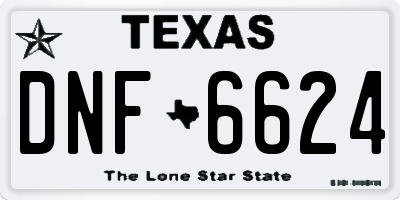 TX license plate DNF6624