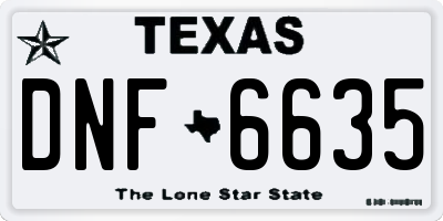 TX license plate DNF6635