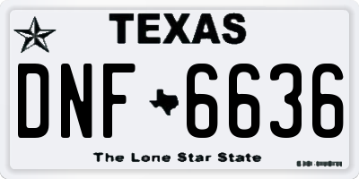 TX license plate DNF6636