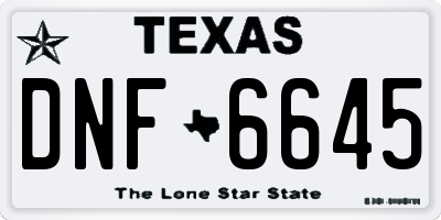 TX license plate DNF6645