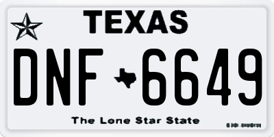 TX license plate DNF6649