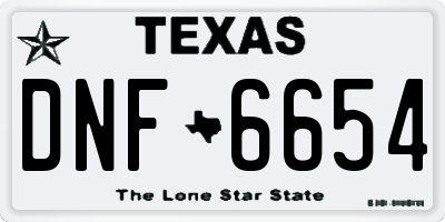 TX license plate DNF6654