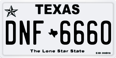 TX license plate DNF6660