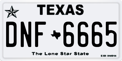TX license plate DNF6665