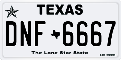 TX license plate DNF6667