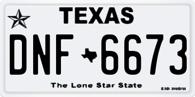 TX license plate DNF6673