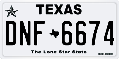 TX license plate DNF6674