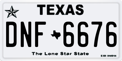 TX license plate DNF6676