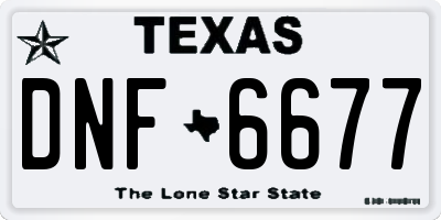 TX license plate DNF6677