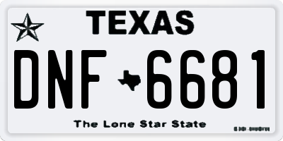 TX license plate DNF6681