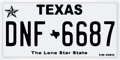 TX license plate DNF6687