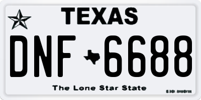 TX license plate DNF6688