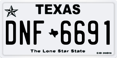 TX license plate DNF6691