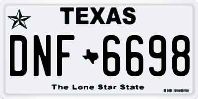 TX license plate DNF6698
